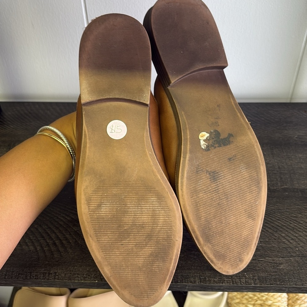 Madden Girl Brown Leather Slip-On Loafers - Picture 4 of 4